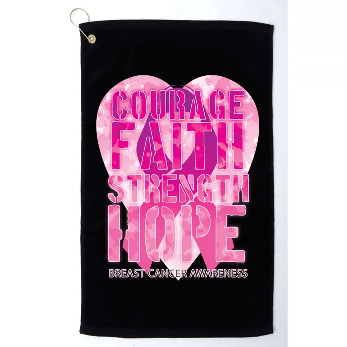 Courage Faith Strength Hope Breast Cancer Awareness Platinum Collection Golf Towel