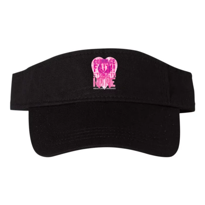 Courage Faith Strength Hope Breast Cancer Awareness Valucap Bio-Washed Visor