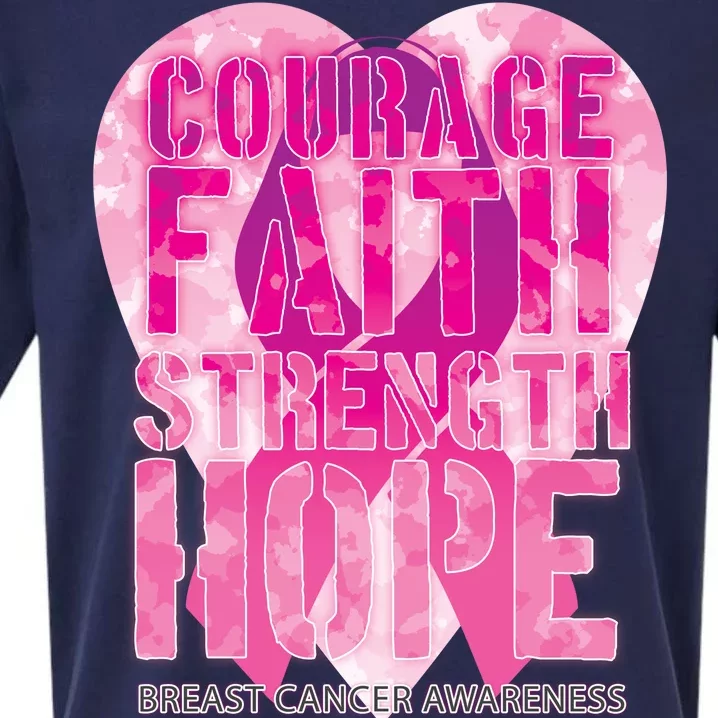 Courage Faith Strength Hope Breast Cancer Awareness Sueded Cloud Jersey T-Shirt