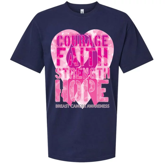 Courage Faith Strength Hope Breast Cancer Awareness Sueded Cloud Jersey T-Shirt