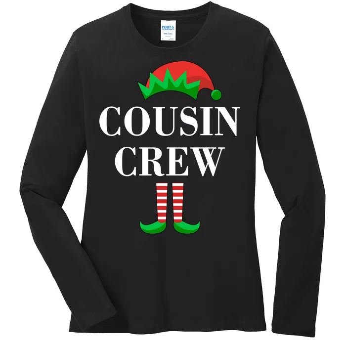 Cousin Crew Elf Family Matching Christmas Ladies Long Sleeve Shirt