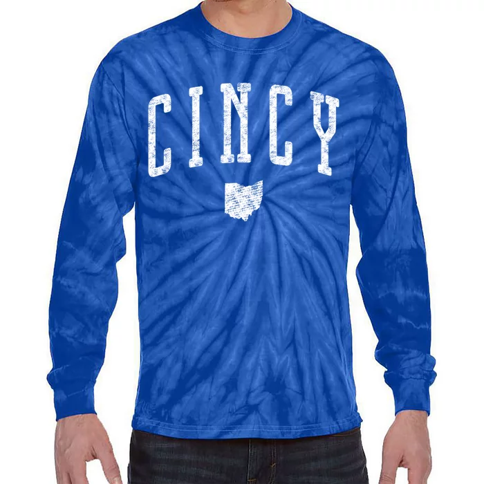 Cincy Ohio Vintage City Gift Tie-Dye Long Sleeve Shirt