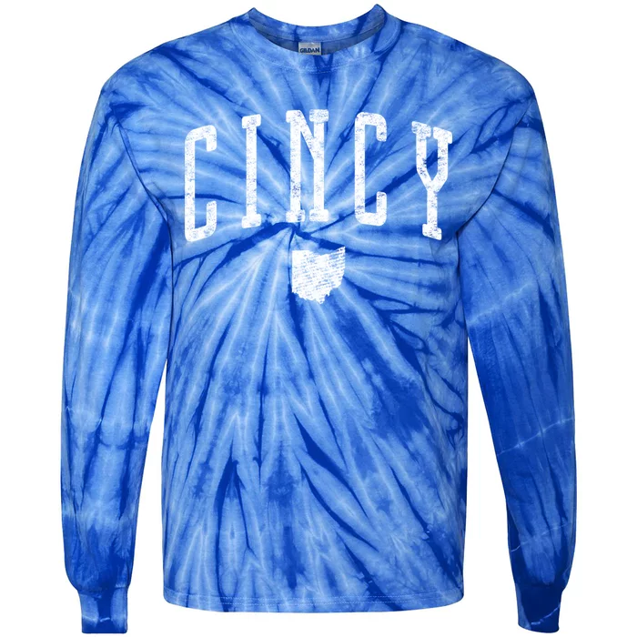 Cincy Ohio Vintage City Gift Tie-Dye Long Sleeve Shirt