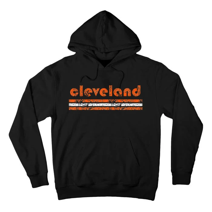 Cleveland Ohio Vintage Three Stripe Weathered Tall Hoodie