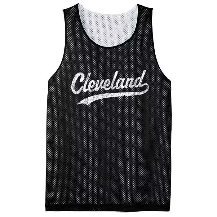 Cleveland OH Vintage Baseball Sports Script Mesh Reversible Basketball Jersey Tank