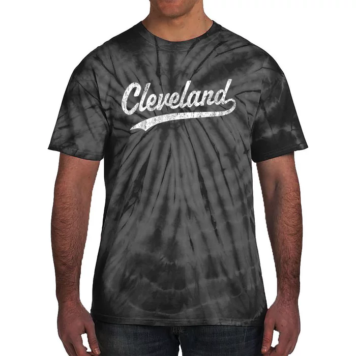 Cleveland OH Vintage Baseball Sports Script Tie-Dye T-Shirt