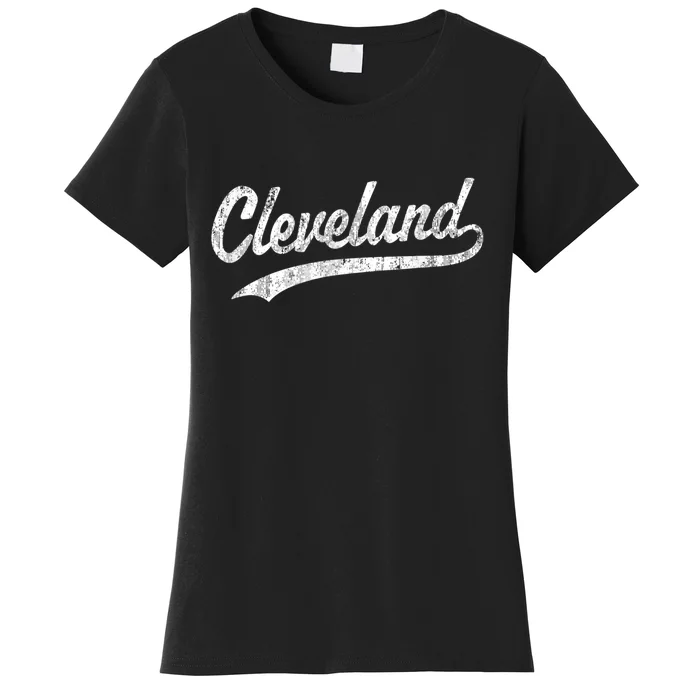 Cleveland OH Vintage Baseball Sports Script Women's T-Shirt