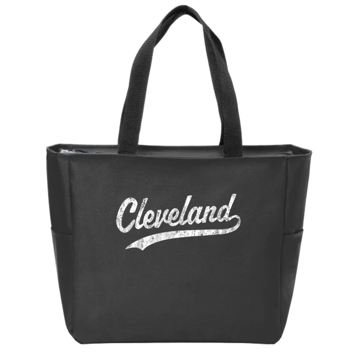 Cleveland OH Vintage Baseball Sports Script Zip Tote Bag