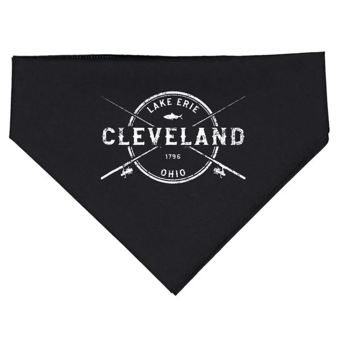 Cleveland Oh Vintage Crossed Fishing Rods USA-Made Doggie Bandana