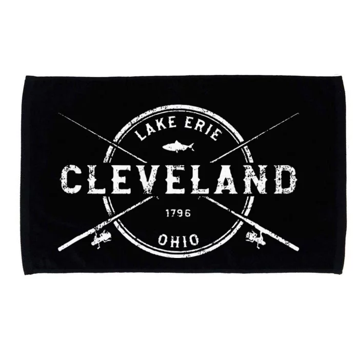 Cleveland Oh Vintage Crossed Fishing Rods Microfiber Hand Towel