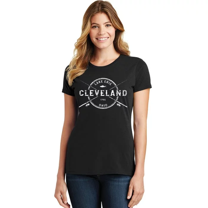 Cleveland Oh Vintage Crossed Fishing Rods Women's T-Shirt