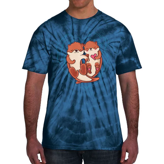 Cute Otter Valentine's Day Love Otters Holding Hands Love Tie-Dye T-Shirt