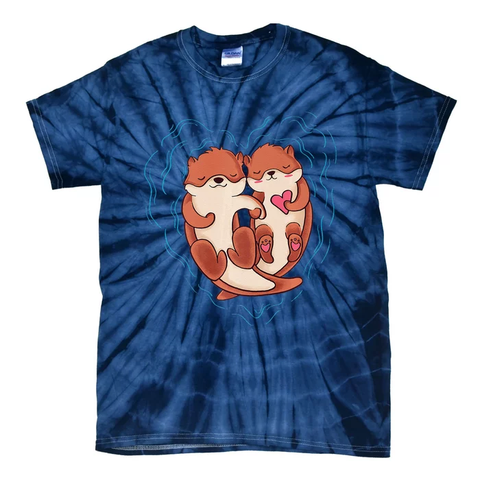 Cute Otter Valentine's Day Love Otters Holding Hands Love Tie-Dye T-Shirt