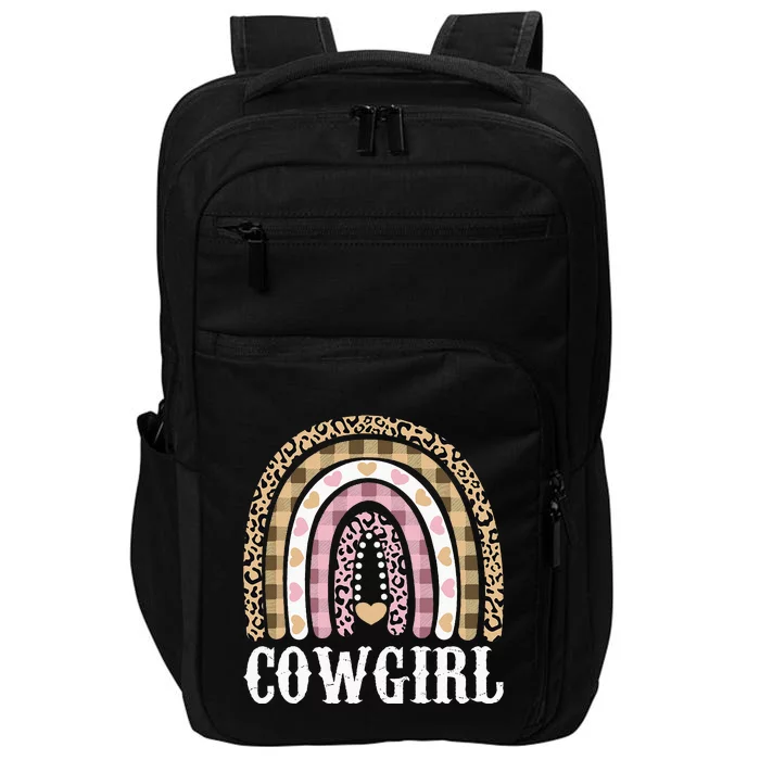 Cowgirl Outfit Women Cowboy Rainbow Leopard Western Cow Girl Impact Tech Backpack