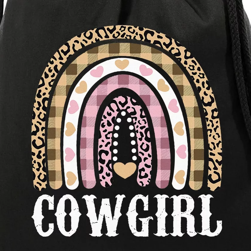 Cowgirl Outfit Women Cowboy Rainbow Leopard Western Cow Girl Drawstring Bag