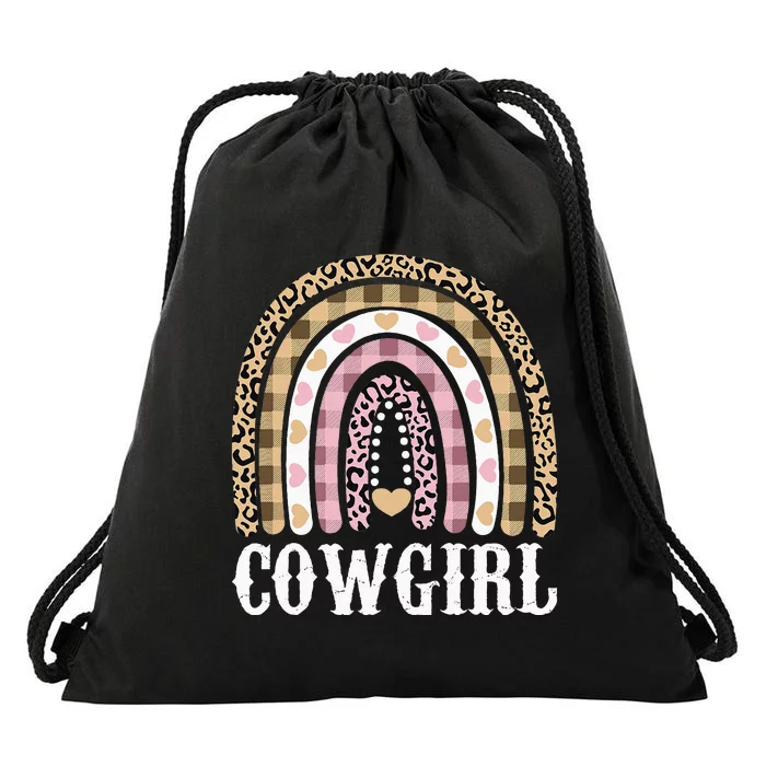 Cowgirl Outfit Women Cowboy Rainbow Leopard Western Cow Girl Drawstring Bag