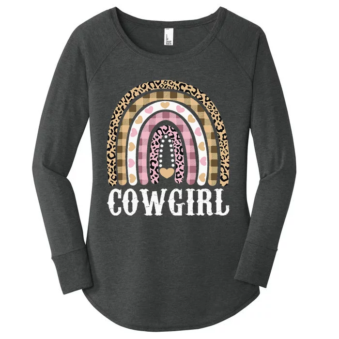 Cowgirl Outfit Women Cowboy Rainbow Leopard Western Cow Girl Women's Perfect Tri Tunic Long Sleeve Shirt