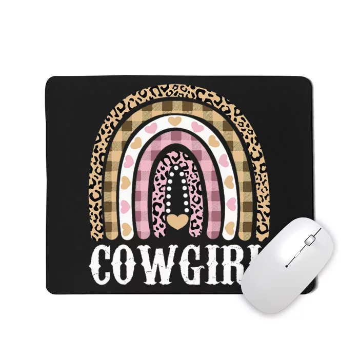 Cowgirl Outfit Women Cowboy Rainbow Leopard Western Cow Girl Mousepad