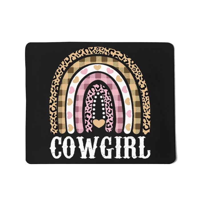 Cowgirl Outfit Women Cowboy Rainbow Leopard Western Cow Girl Mousepad