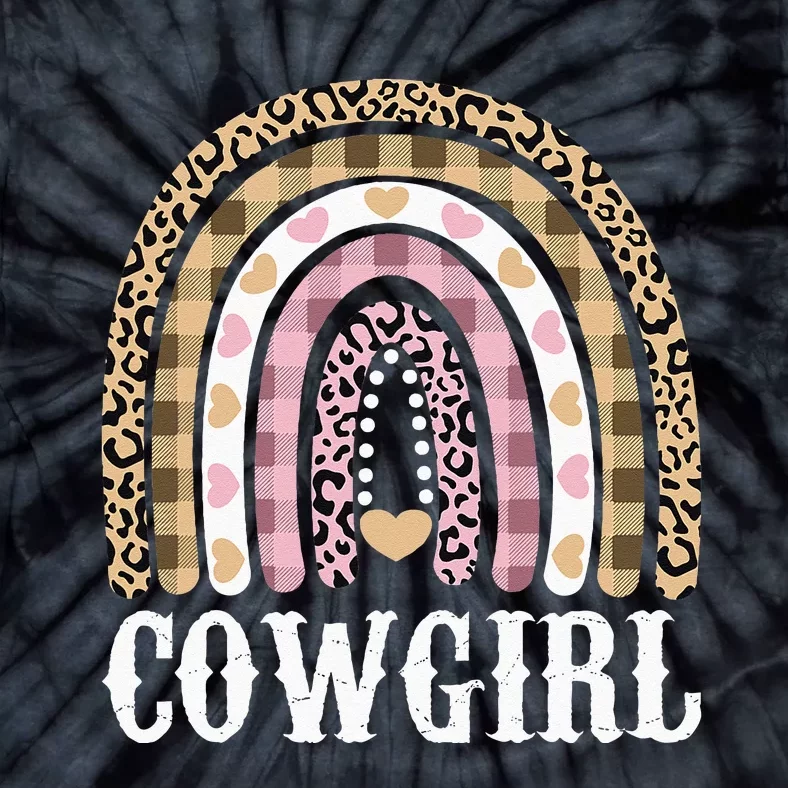 Cowgirl Outfit Women Cowboy Rainbow Leopard Western Cow Girl Tie-Dye T-Shirt