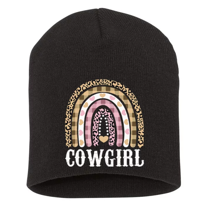 Cowgirl Outfit Women Cowboy Rainbow Leopard Western Cow Girl Short Acrylic Beanie