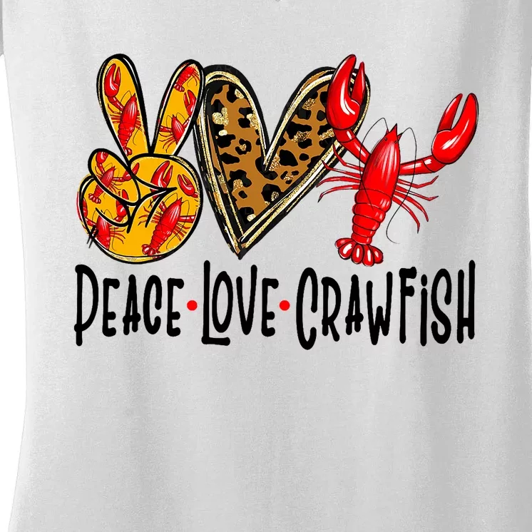 Crawfish Outfit Women Girl Craw Fish Season Leopard Love Women's V-Neck T-Shirt