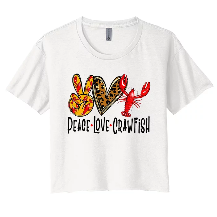 Crawfish Outfit Women Girl Craw Fish Season Leopard Love Women's Crop Top Tee