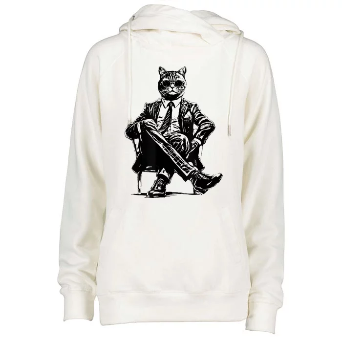 Cat Of Wall Street Funny Cat Womens Funnel Neck Pullover Hood