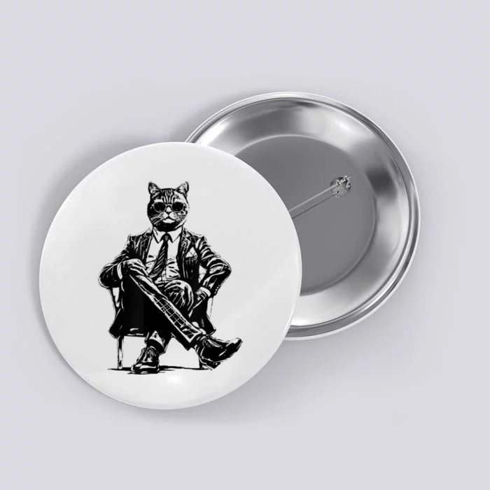 Cat Of Wall Street Funny Cat Button