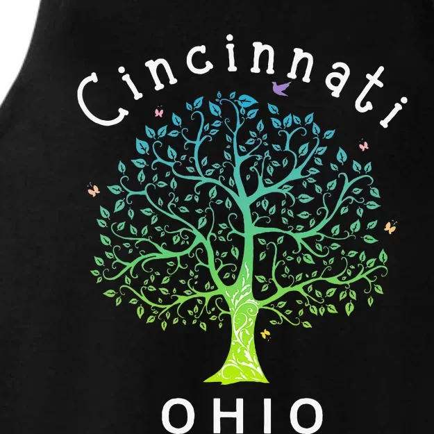 Cincinnati Ohio With Tree Love For Cincinnati Ladies Tri-Blend Wicking Tank