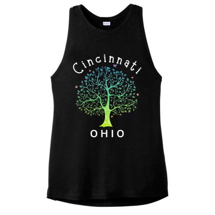 Cincinnati Ohio With Tree Love For Cincinnati Ladies Tri-Blend Wicking Tank