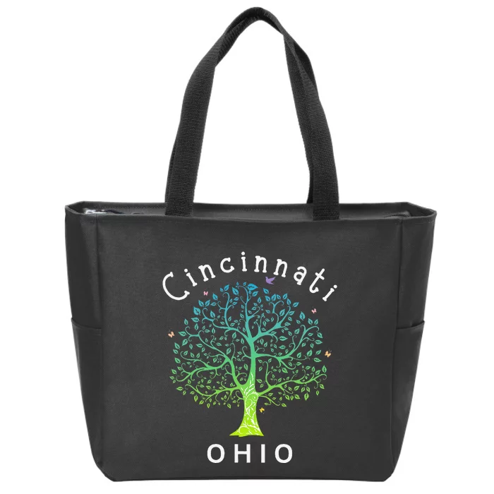 Cincinnati Ohio With Tree Love For Cincinnati Zip Tote Bag