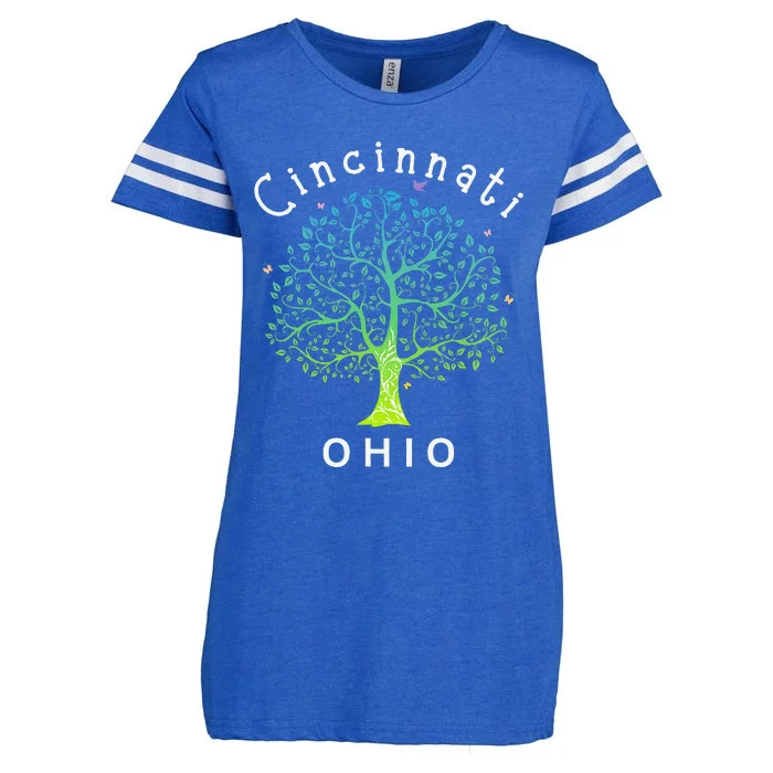 Cincinnati Ohio With Tree Love For Cincinnati Enza Ladies Jersey Football T-Shirt