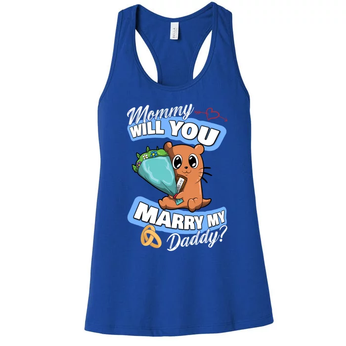 Cute Otter Wedding Offer Mommy Will You Marry My Daddy Cute Gift Women's Racerback Tank