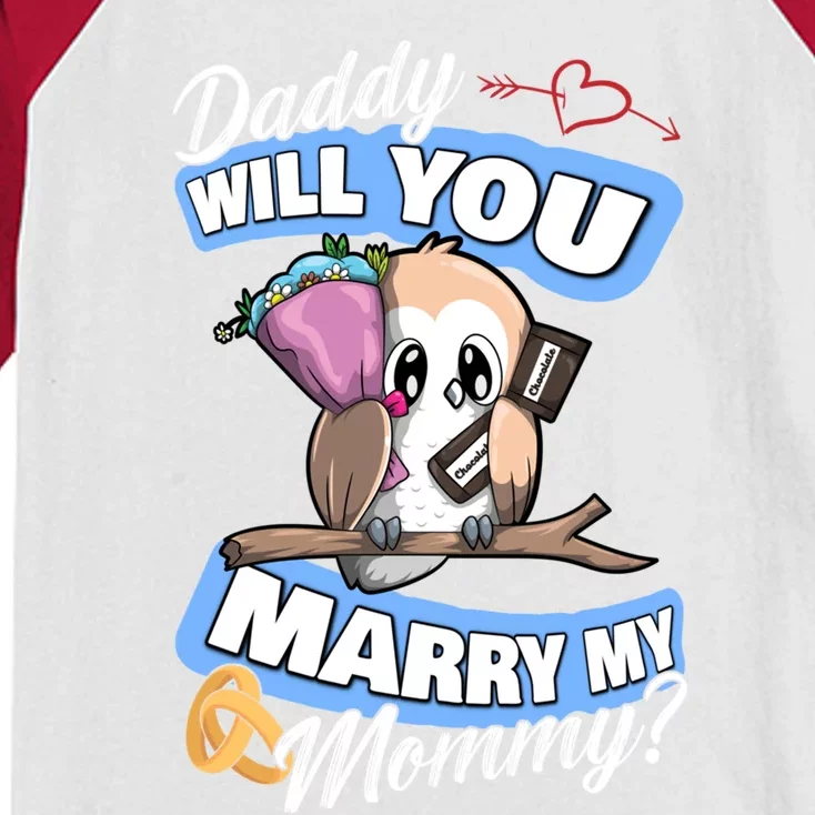 Cute Owl Wedding Offer Daddy Will You Marry My Mommy Funny Gift Kids Colorblock Raglan Jersey