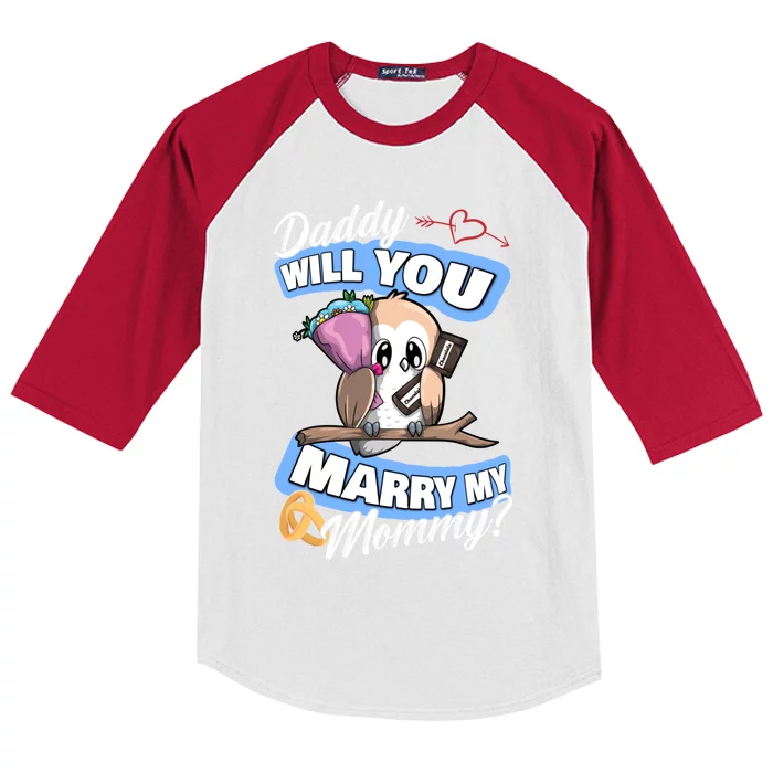 Cute Owl Wedding Offer Daddy Will You Marry My Mommy Funny Gift Kids Colorblock Raglan Jersey