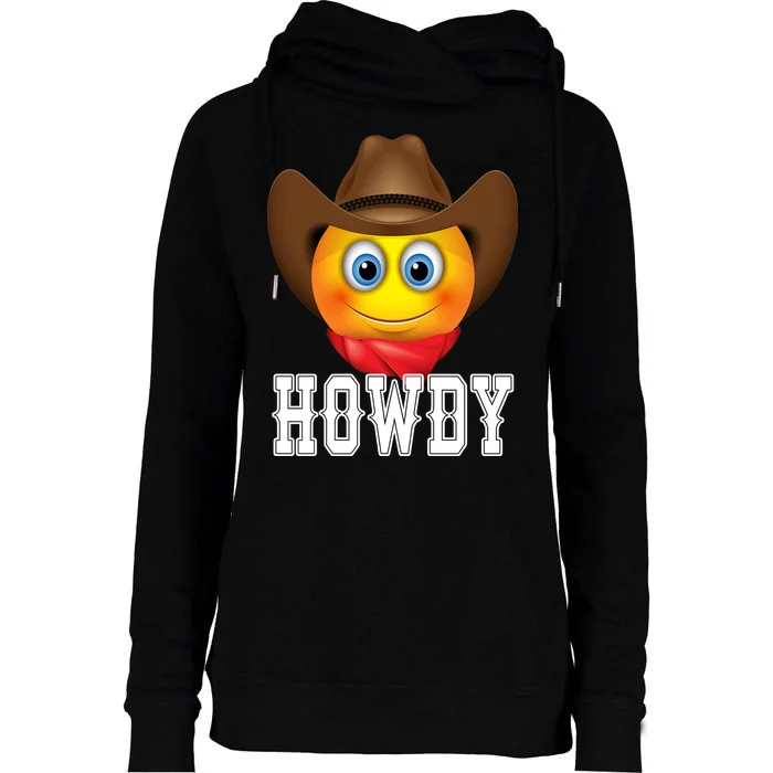 Cowboy Emoji HOWDY! Womens Funnel Neck Pullover Hood