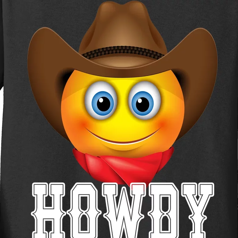 Cowboy Emoji HOWDY! Kids Long Sleeve Shirt