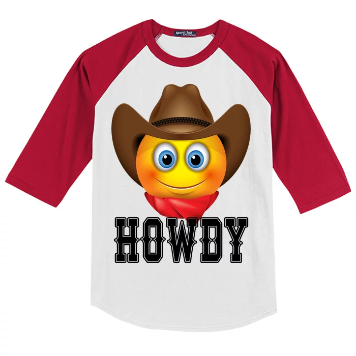 Cowboy Emoji HOWDY! Kids Colorblock Raglan Jersey