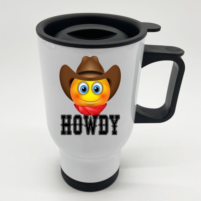 Cowboy Emoji HOWDY! Front & Back Stainless Steel Travel Mug