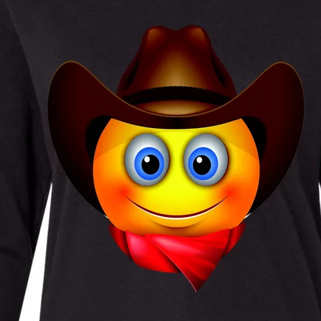 Cowboy Emoji Smiley Womens Cotton Relaxed Long Sleeve T-Shirt