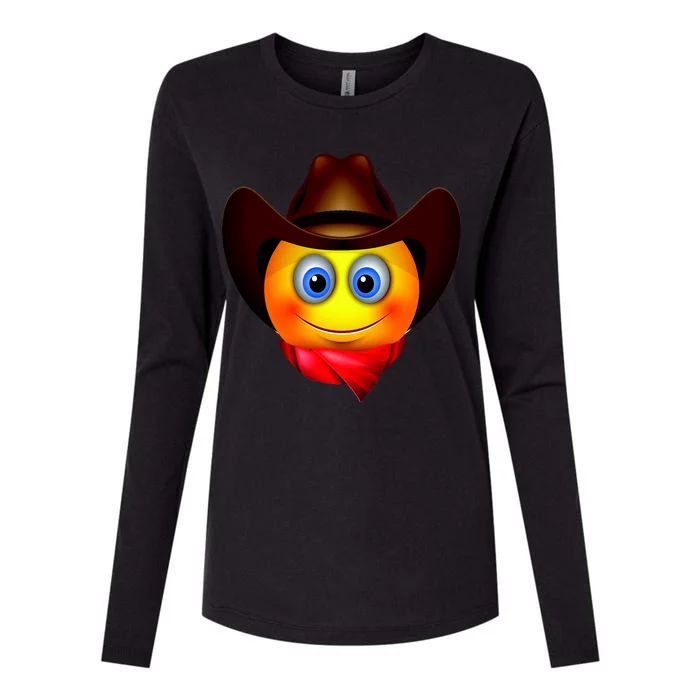 Cowboy Emoji Smiley Womens Cotton Relaxed Long Sleeve T-Shirt