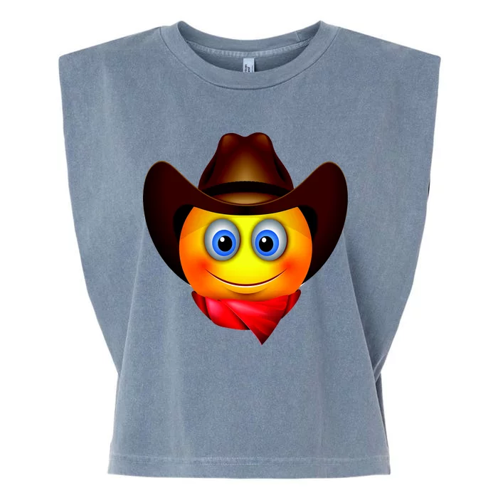 Cowboy Emoji Smiley Garment-Dyed Women's Muscle Tee