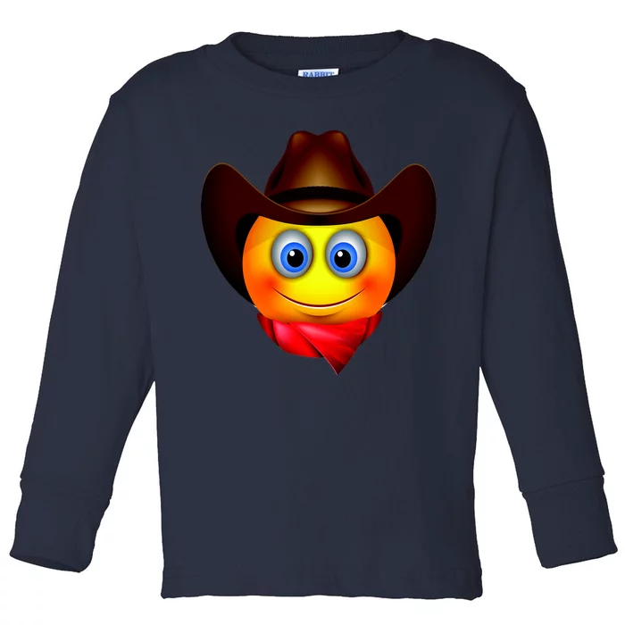 Cowboy Emoji Smiley Toddler Long Sleeve Shirt