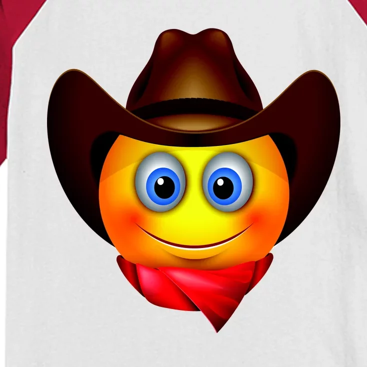 Cowboy Emoji Smiley Kids Colorblock Raglan Jersey