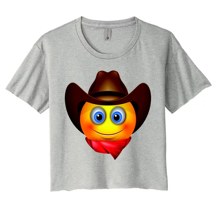 Cowboy Emoji Smiley Women's Crop Top Tee