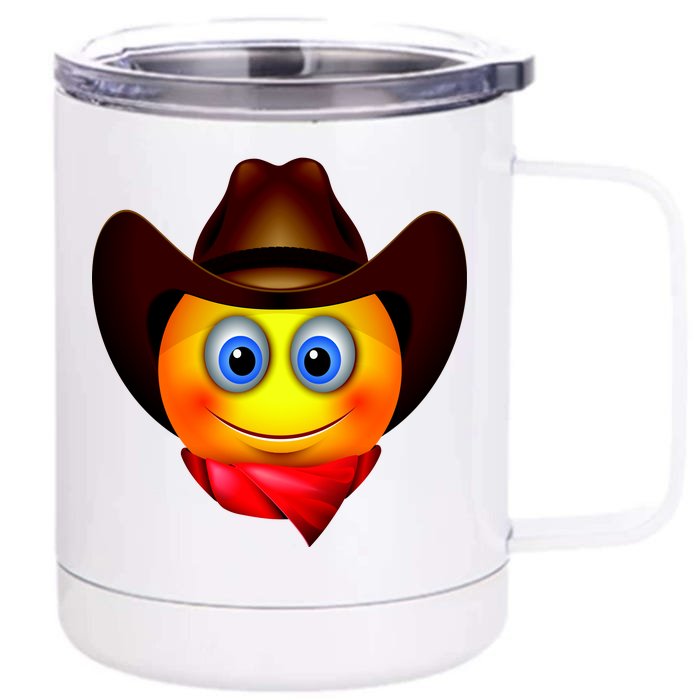 Cowboy Emoji Smiley Front & Back 12oz Stainless Steel Tumbler Cup