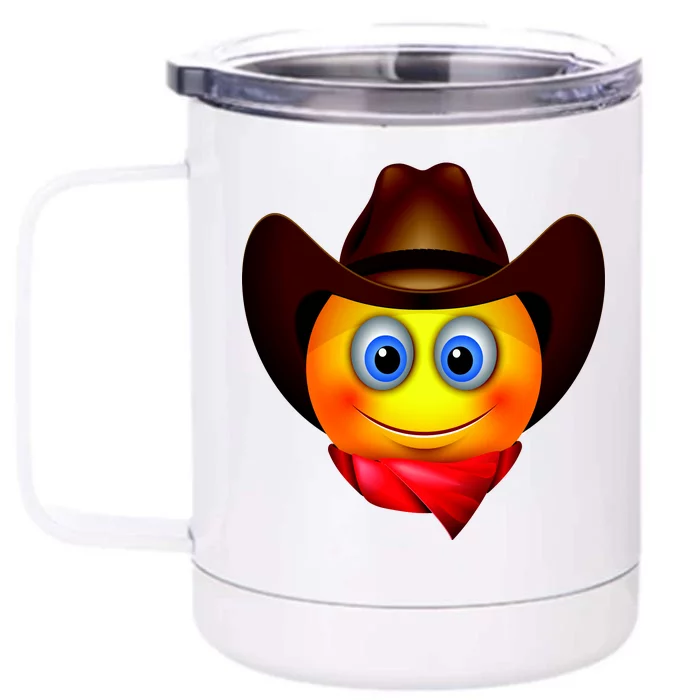 Cowboy Emoji Smiley Front & Back 12oz Stainless Steel Tumbler Cup