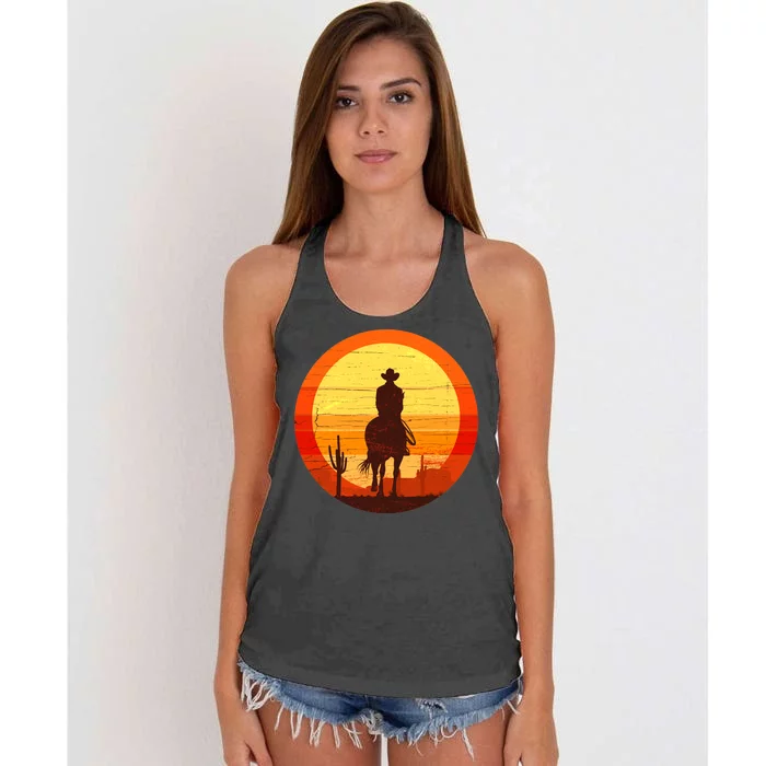 Cowboy Gamer Sunset Women's Knotted Racerback Tank