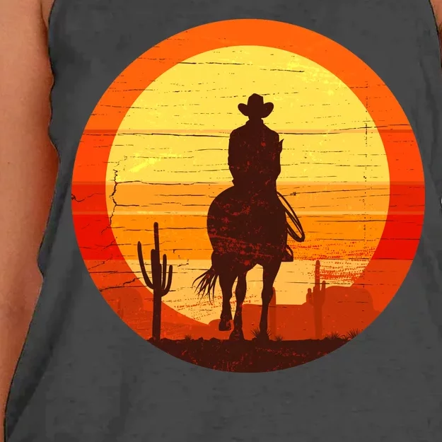 Cowboy Gamer Sunset Women's Knotted Racerback Tank